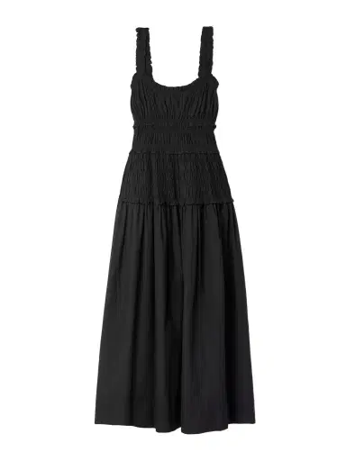 DÔEN Marianne Shirred Organic Cotton-poplin Midi Dress | Thumbnail 1 DÔEN Marianne Shirred Organic Cotton-poplin Midi Dress | Thumbnail 1
