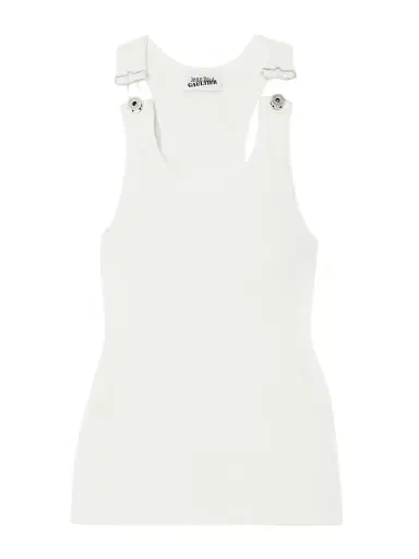 Jean Paul Gaultier Ribbed Buckled Cotton Tank | Thumbnail 1 Jean Paul Gaultier Ribbed Buckled Cotton Tank | Thumbnail 1