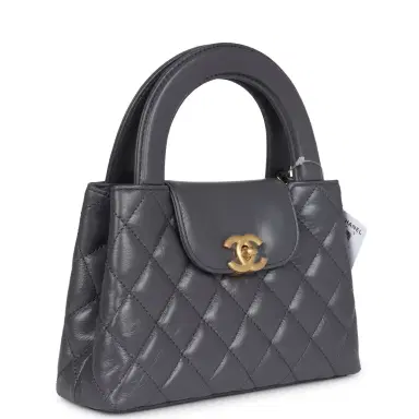 Chanel Chanel Small Kelly Shopper Dark Grey Shiny Aged Calfskin Brushed Gold Hardware | Thumbnail 2