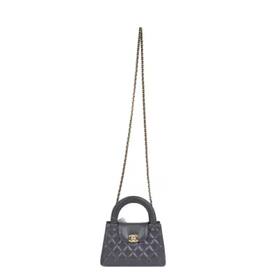 Chanel Chanel Small Kelly Shopper Dark Grey Shiny Aged Calfskin Brushed Gold Hardware | Thumbnail 7