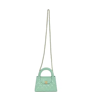 Chanel Chanel Small Kelly Shopper Light Green Shiny Aged Calfskin Brushed Gold Hardware | Thumbnail 7