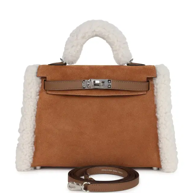 hermes Hermes Teddy Kelly 20 Chamois Shearling and Swift Palladium Hardware