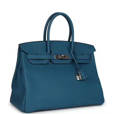 HERMÈS Pre-owned Hermes Birkin 35 Cobalt Togo Palladium Hardware | Thumbnail 2 HERMÈS Pre-owned Hermes Birkin 35 Cobalt Togo Palladium Hardware | Thumbnail 2