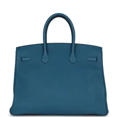 HERMÈS Pre-owned Hermes Birkin 35 Cobalt Togo Palladium Hardware | Thumbnail 4 HERMÈS Pre-owned Hermes Birkin 35 Cobalt Togo Palladium Hardware | Thumbnail 4