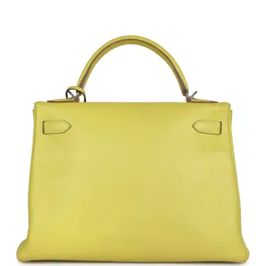 HERMÈS Pre-owned Hermes Kelly Retourne 32 Lime Candy Epsom Palladium Hardware | Thumbnail 4 HERMÈS Pre-owned Hermes Kelly Retourne 32 Lime Candy Epsom Palladium Hardware | Thumbnail 4