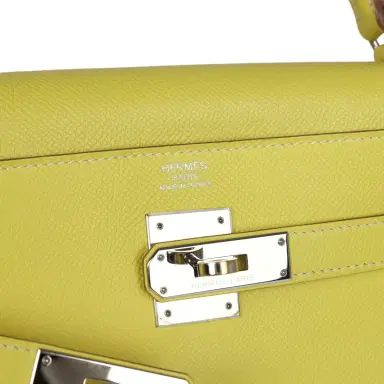 HERMÈS Pre-owned Hermes Kelly Retourne 32 Lime Candy Epsom Palladium Hardware | Thumbnail 7 HERMÈS Pre-owned Hermes Kelly Retourne 32 Lime Candy Epsom Palladium Hardware | Thumbnail 7