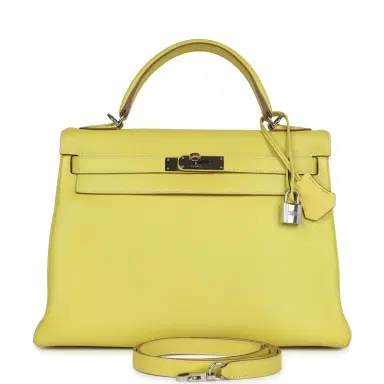 HERMÈS Pre-owned Hermes Kelly Retourne 32 Lime Candy Epsom Palladium Hardware | Thumbnail 1 HERMÈS Pre-owned Hermes Kelly Retourne 32 Lime Candy Epsom Palladium Hardware | Thumbnail 1