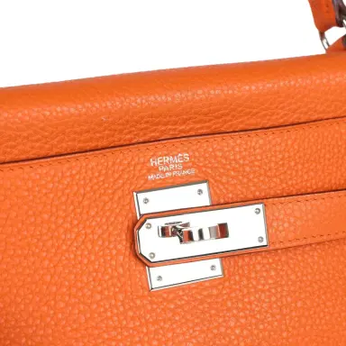 HERMÈS Pre-owned Hermes Kelly Retourne 32 Orange Togo Palladium Hardware | Thumbnail 7 HERMÈS Pre-owned Hermes Kelly Retourne 32 Orange Togo Palladium Hardware | Thumbnail 7