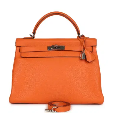 HERMÈS Pre-owned Hermes Kelly Retourne 32 Orange Togo Palladium Hardware | Thumbnail 1 HERMÈS Pre-owned Hermes Kelly Retourne 32 Orange Togo Palladium Hardware | Thumbnail 1