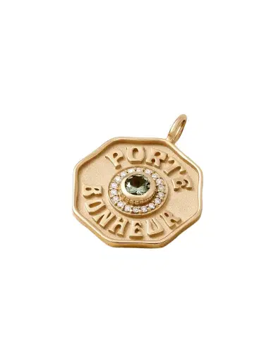 Marlo Laz Porte Bonheur Large 14-karat Gold, Tourmaline And Diamond Pendant | Thumbnail 1 Marlo Laz Porte Bonheur Large 14-karat Gold, Tourmaline And Diamond Pendant | Thumbnail 1
