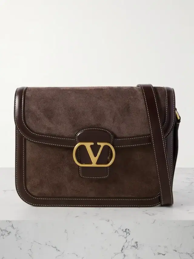 9to5 Leather-trimmed Suede Shoulder Bag