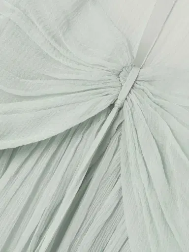Chloé Tie-detailed Plissé-silk Mousseline Mini Dress | Thumbnail 4 Chloé Tie-detailed Plissé-silk Mousseline Mini Dress | Thumbnail 4