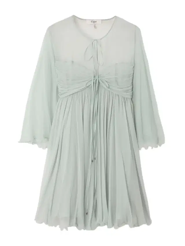 Tie-detailed Plissé-silk Mousseline Mini Dress