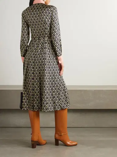 Valentino Garavani Embellished Belted Printed Silk-twill Midi Shirt Dress | Thumbnail 3 Valentino Garavani Embellished Belted Printed Silk-twill Midi Shirt Dress | Thumbnail 3