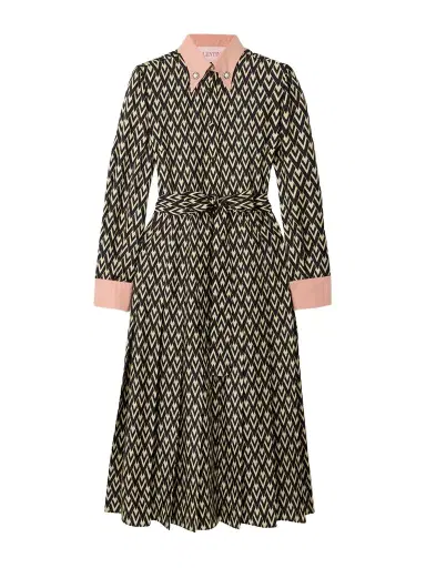 Valentino Garavani Embellished Belted Printed Silk-twill Midi Shirt Dress | Thumbnail 1 Valentino Garavani Embellished Belted Printed Silk-twill Midi Shirt Dress | Thumbnail 1