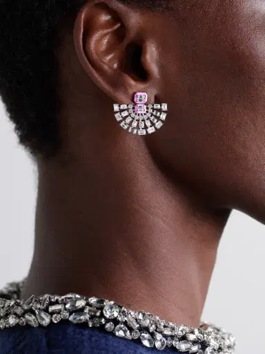Kamyen Fan 18-karat White Gold, Diamond And Enamel Earrings | Thumbnail 2 Kamyen Fan 18-karat White Gold, Diamond And Enamel Earrings | Thumbnail 2