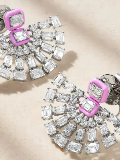 Kamyen Fan 18-karat White Gold, Diamond And Enamel Earrings | Thumbnail 4 Kamyen Fan 18-karat White Gold, Diamond And Enamel Earrings | Thumbnail 4