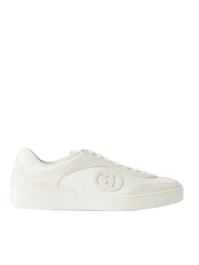Leather-trimmed Suede And Mesh Sneakers