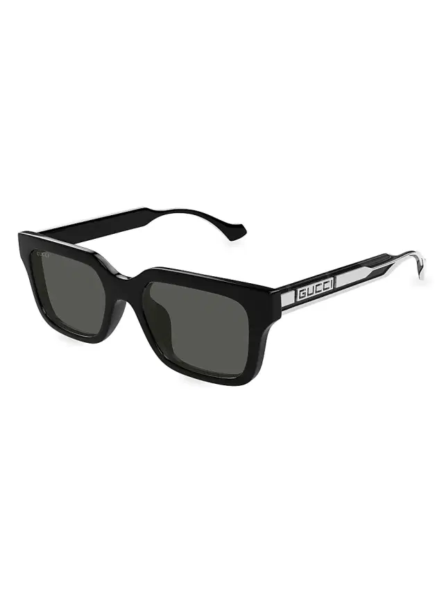 Gucci Men's La Piscine 55MM Rectangular Sunglasses - Dark Grey Black