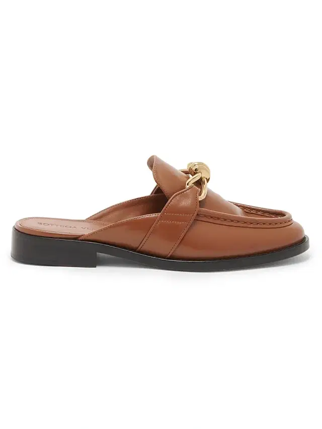 Bottega Veneta Women's Astaire Knot-Accented Leather Mules - New Amber