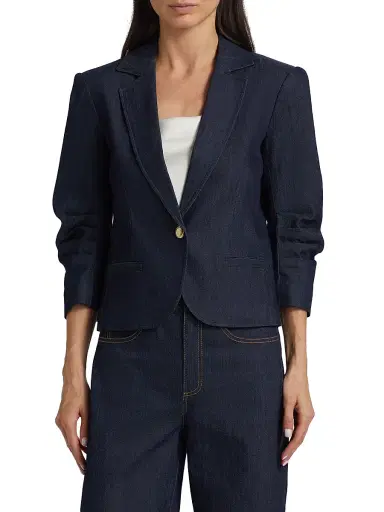 Cinq à Sept Women's Petit Khloe Denim Blazer - Indigo - Size 14 | Thumbnail 3 Cinq à Sept Women's Petit Khloe Denim Blazer - Indigo - Size 14 | Thumbnail 3