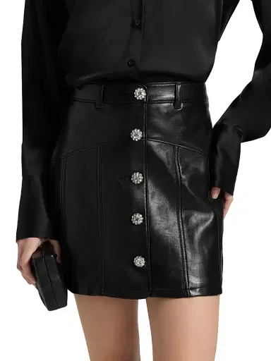 Cinq à Sept Women's Claudia Quilted Faux-Leather Miniskirt - Black | Thumbnail 3