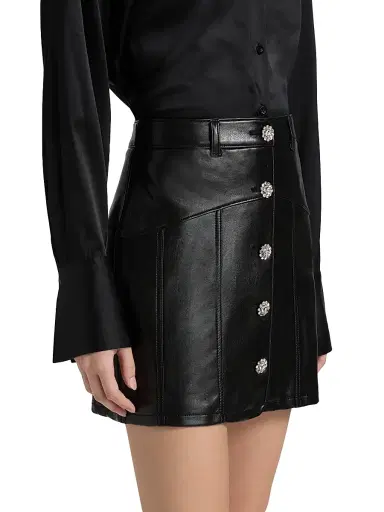 Cinq à Sept Women's Claudia Quilted Faux-Leather Miniskirt - Black | Thumbnail 4