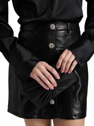 Cinq à Sept Women's Claudia Quilted Faux-Leather Miniskirt - Black | Thumbnail 6