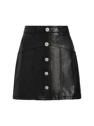 Cinq à Sept Women's Claudia Quilted Faux-Leather Miniskirt - Black | Thumbnail 1