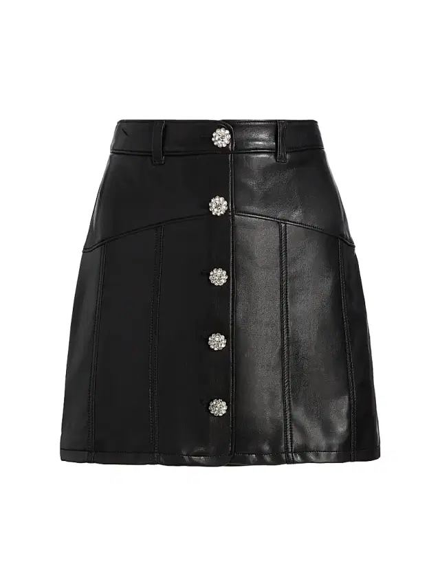 Cinq à Sept Women's Claudia Quilted Faux-Leather Miniskirt - Black