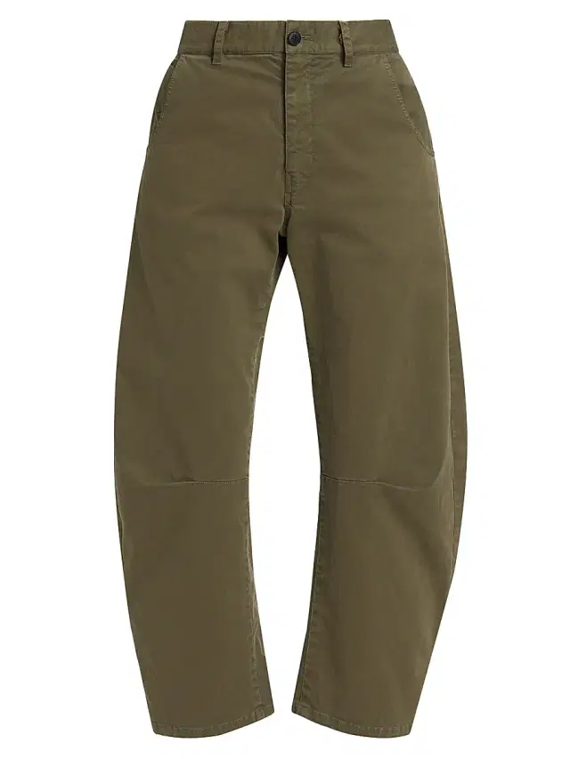 Nili Lotan Women's Emerson Stretch-Cotton Wide-Leg Crop Pants - Loden