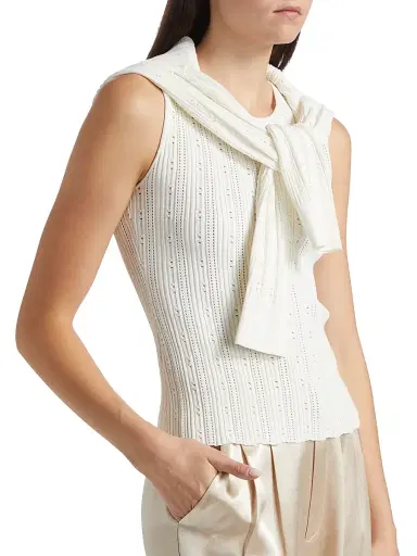 Adam Lippes Women's Pointelle Jacquard Top - Ivory - Size XL | Thumbnail 6 Adam Lippes Women's Pointelle Jacquard Top - Ivory - Size XL | Thumbnail 6