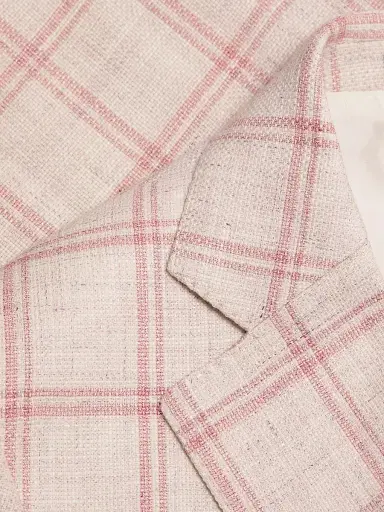 Saks Fifth Avenue Men's COLLECTION Windowpane Check Linen-Wool Single-Breasted Blazer - Pink - Size 46 | Thumbnail 7