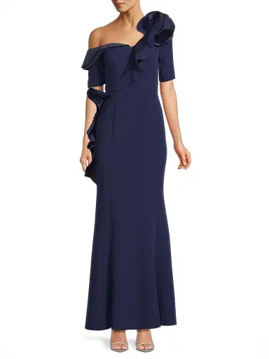Shani Women's Ruffle Crepe One-Shoulder Gown - Blue - Size 16 | Thumbnail 2 Shani Women's Ruffle Crepe One-Shoulder Gown - Blue - Size 16 | Thumbnail 2