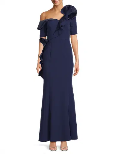 Shani Women's Ruffle Crepe One-Shoulder Gown - Blue - Size 16 | Thumbnail 3 Shani Women's Ruffle Crepe One-Shoulder Gown - Blue - Size 16 | Thumbnail 3