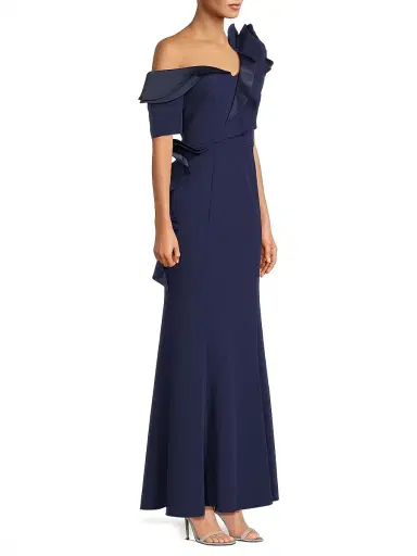 Shani Women's Ruffle Crepe One-Shoulder Gown - Blue - Size 16 | Thumbnail 4 Shani Women's Ruffle Crepe One-Shoulder Gown - Blue - Size 16 | Thumbnail 4