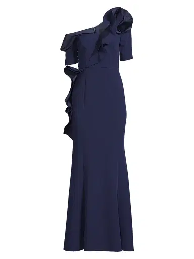 Shani Women's Ruffle Crepe One-Shoulder Gown - Blue - Size 16 | Thumbnail 1 Shani Women's Ruffle Crepe One-Shoulder Gown - Blue - Size 16 | Thumbnail 1