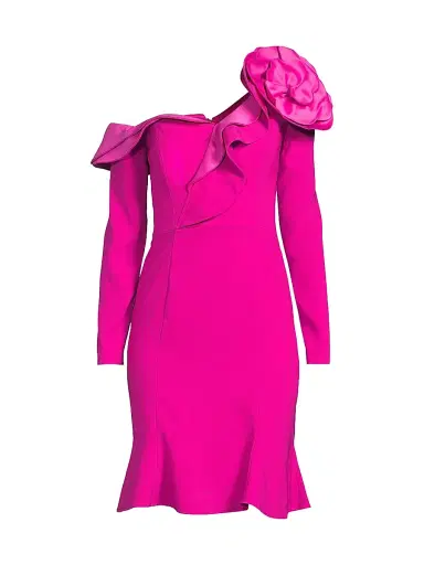 Shani Women's Ruffle Crepe One-Shoulder Knee-Length Dress - Pink | Thumbnail 1 Shani Women's Ruffle Crepe One-Shoulder Knee-Length Dress - Pink | Thumbnail 1