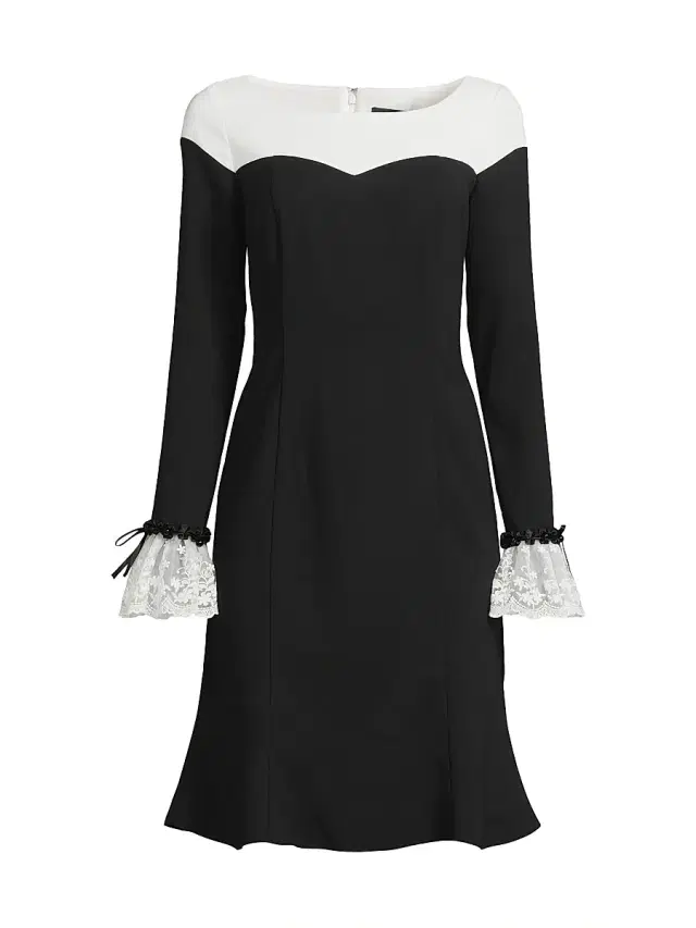 Shani Women's Crepe A-Line Dress - Black White