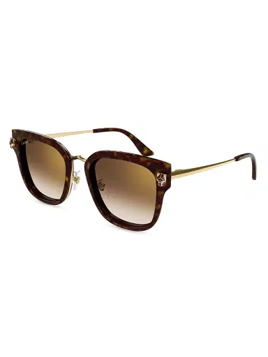 Cartier Women's Panthère Light 55MM Round Sunglasses - Brown Multi Havana | Thumbnail 1