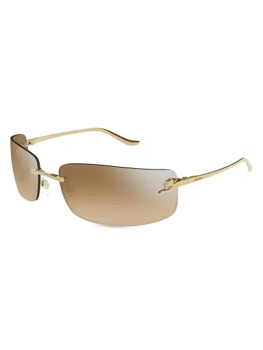Cartier Women's Panthère Classic 71MM Rectangular Sunglasses - Gold Gold | Thumbnail 1