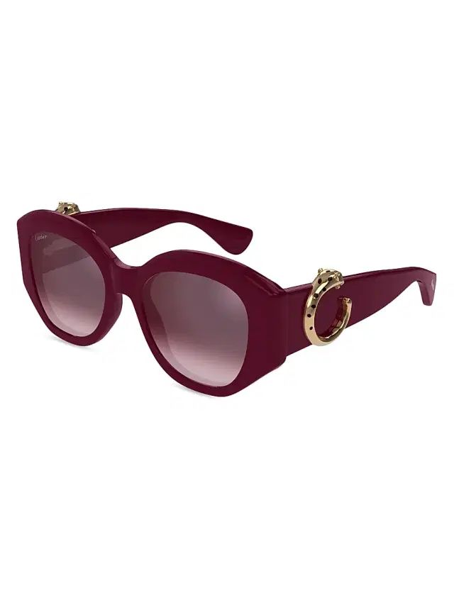 Women's Panthère Classic 53MM Butterfly Sunglasses - Pink Burgundy