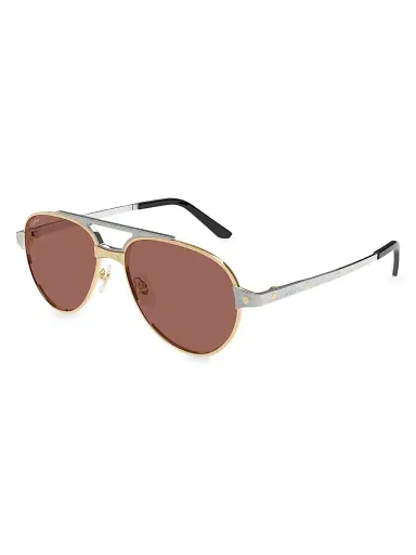 Cartier Women's Santos Evolution 59MM Pilot Sunglasses - Red Silver | Thumbnail 1