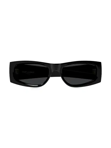 Saint Laurent Women's Seasonal Monogram 56MM Rectangular Sunglasses - Dark Grey Black | Thumbnail 2