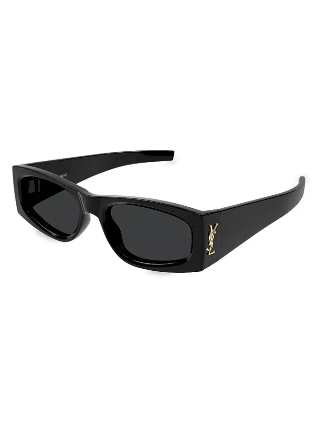Saint Laurent Women's Seasonal Monogram 56MM Rectangular Sunglasses - Dark Grey Black