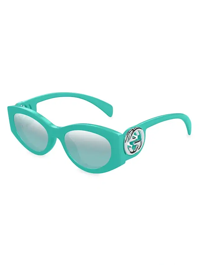 Gucci Women's Chaise Longue 54MM Cat-Eye Sunglasses - Light Teal Teal