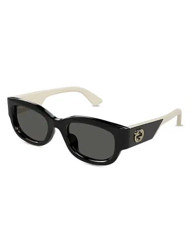 Gucci Women's Oblique 54MM Round Sunglasses - Grey Black Ivory | Thumbnail 1