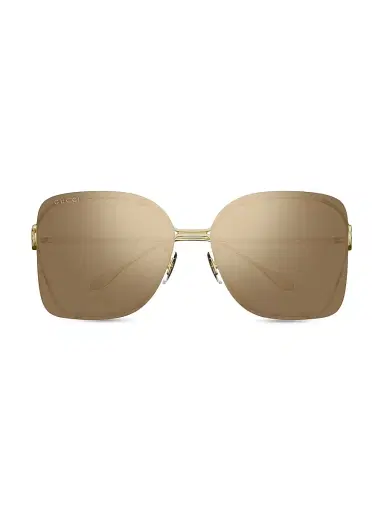 Gucci Women's Flat & Bend 60MM Squared Sunglasses - Gold Gold | Thumbnail 2 Gucci Women's Flat & Bend 60MM Squared Sunglasses - Gold Gold | Thumbnail 2