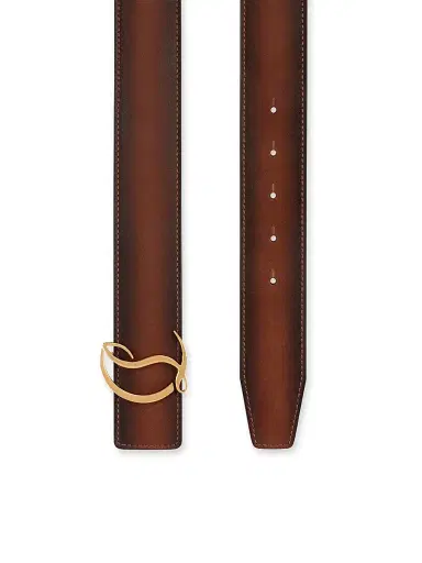 Christian Louboutin Men's Logo Belt - Havane | Thumbnail 3 Christian Louboutin Men's Logo Belt - Havane | Thumbnail 3