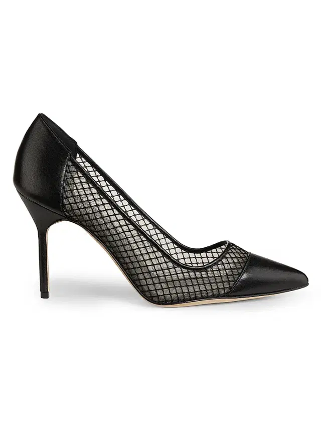 Women's Capcour 90MM Leather & Mesh Pumps - Black
